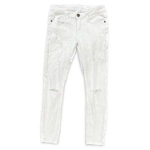 Machine Slightly Distressed White Jeans